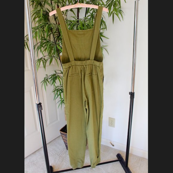 Emory Park Olive Army Green Elastic Overalls Small - Picture 2 of 6
